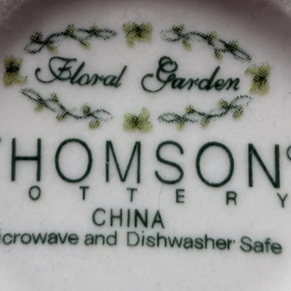 Thomson Pottery Floral Garden China Creamer & Covered Shakers Set Microwave Safe